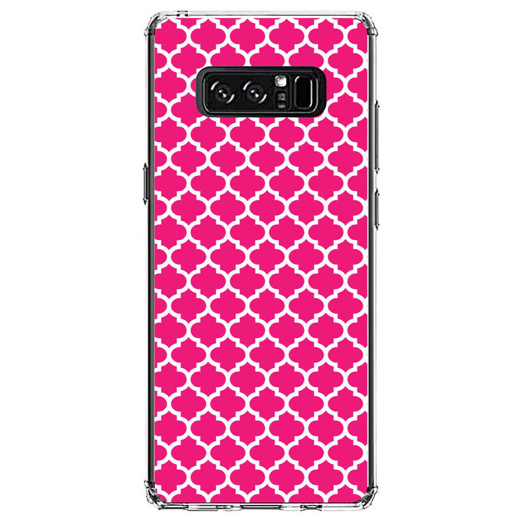 Hot Pink White Moroccan Lattice Clear Shockproof iPhone Case, view 12