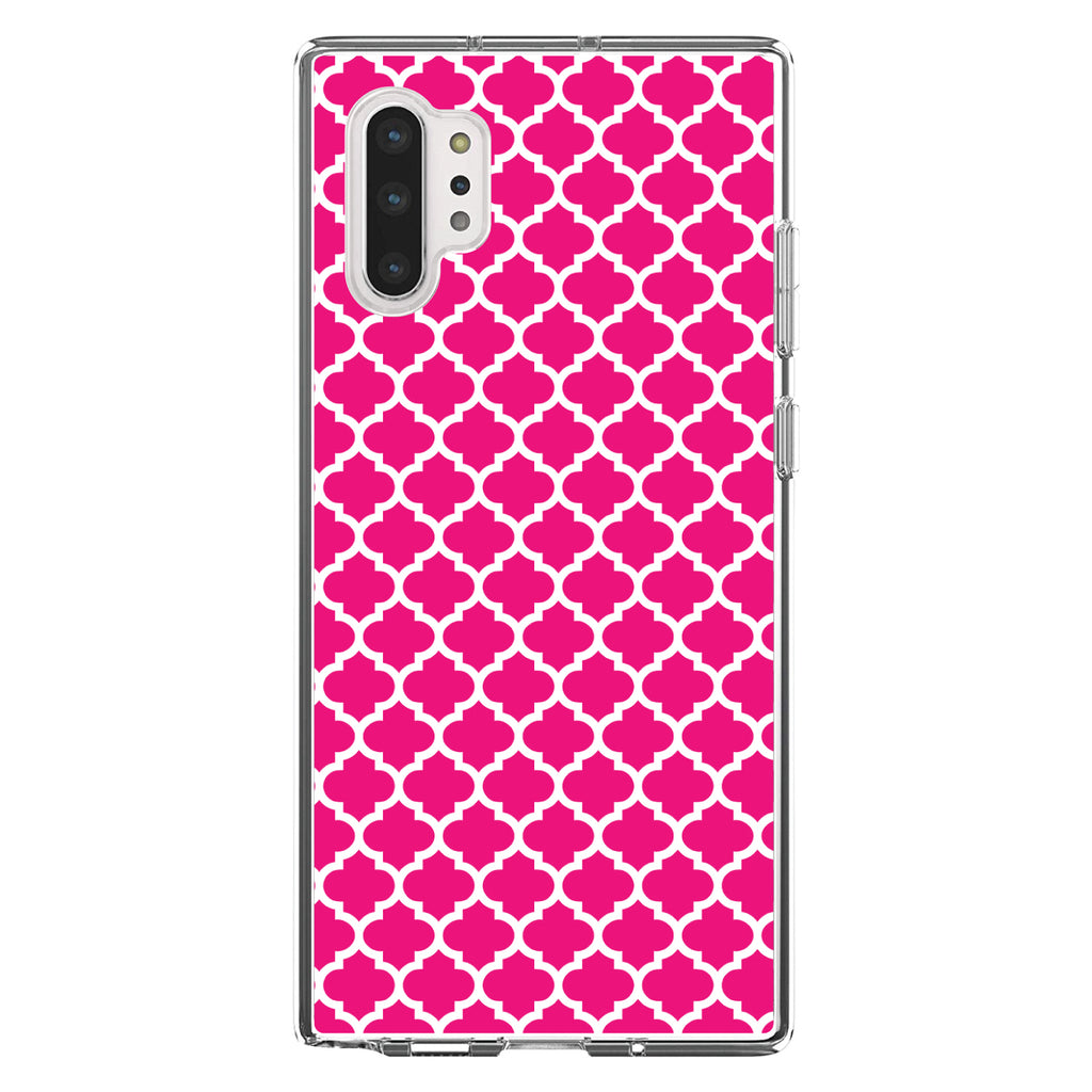 Hot Pink White Moroccan Lattice Clear Shockproof iPhone Case, view 10