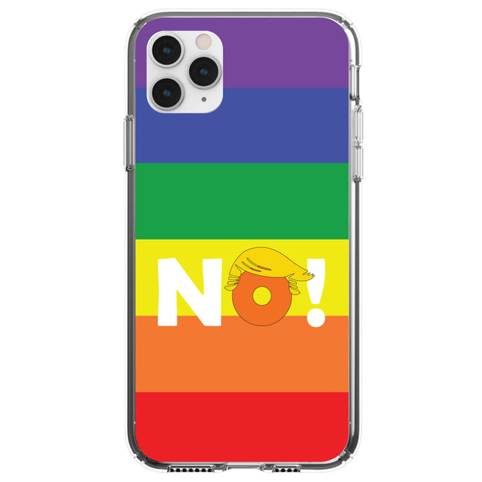 DistinctInk® Clear Shockproof Hybrid Case for Apple iPhone / Samsung Galaxy / Google Pixel - NO - Rainbow Anti Trump