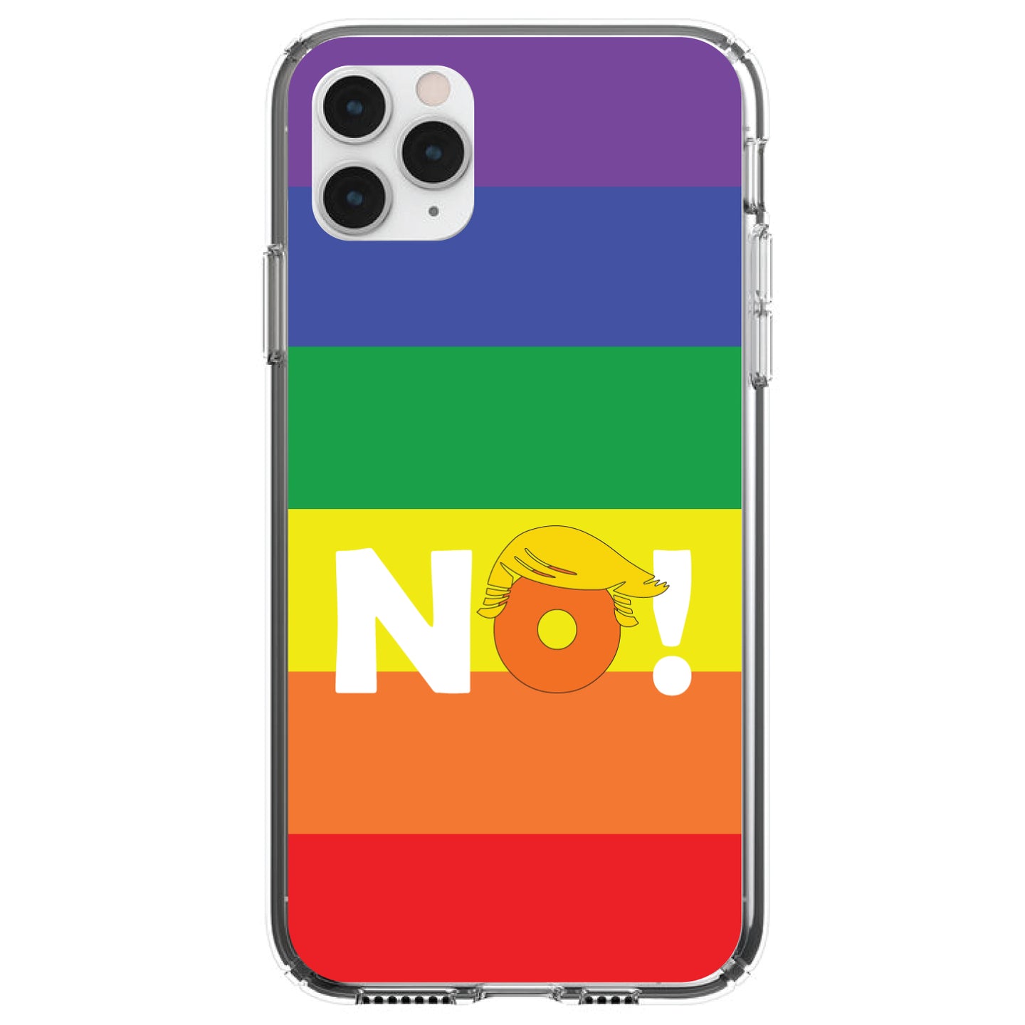 DistinctInk® Clear Shockproof Hybrid Case for Apple iPhone / Samsung Galaxy / Google Pixel - NO - Rainbow Anti Trump