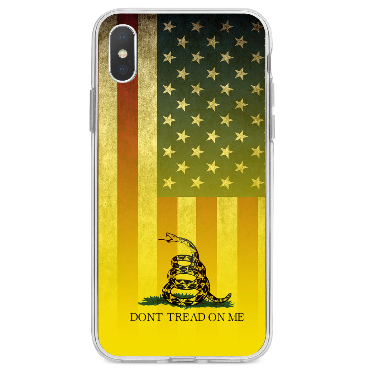 US Flag / Gadsden Flag, Don't Tread on Me Clear Shockproof iPhone Case, view 2