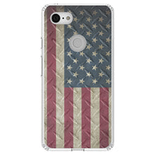 DistinctInk® Clear Shockproof Hybrid Case for Apple iPhone / Samsung Galaxy / Google Pixel - US Flag on Diamond Plate Steel Image