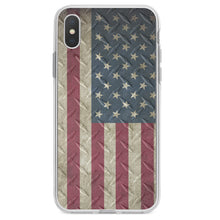 DistinctInk® Clear Shockproof Hybrid Case for Apple iPhone / Samsung Galaxy / Google Pixel - US Flag on Diamond Plate Steel Image