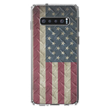 DistinctInk® Clear Shockproof Hybrid Case for Apple iPhone / Samsung Galaxy / Google Pixel - US Flag on Diamond Plate Steel Image