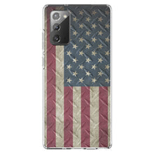 DistinctInk® Clear Shockproof Hybrid Case for Apple iPhone / Samsung Galaxy / Google Pixel - US Flag on Diamond Plate Steel Image