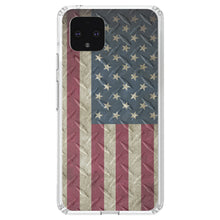 DistinctInk® Clear Shockproof Hybrid Case for Apple iPhone / Samsung Galaxy / Google Pixel - US Flag on Diamond Plate Steel Image