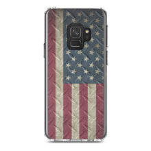 DistinctInk® Clear Shockproof Hybrid Case for Apple iPhone / Samsung Galaxy / Google Pixel - US Flag on Diamond Plate Steel Image