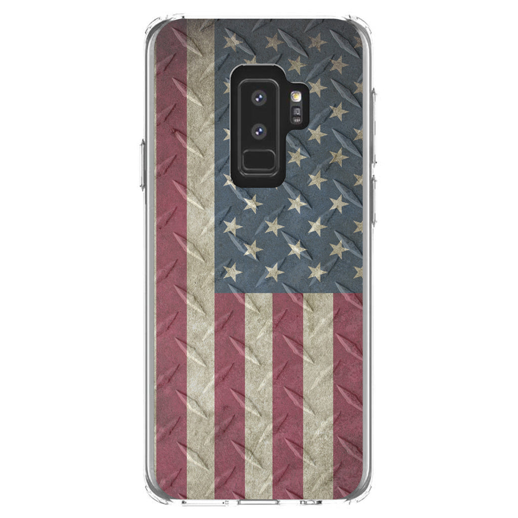US Flag on Diamond Plate Steel Image Clear Shockproof iPhone Case, view 20