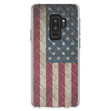 DistinctInk® Clear Shockproof Hybrid Case for Apple iPhone / Samsung Galaxy / Google Pixel - US Flag on Diamond Plate Steel Image
