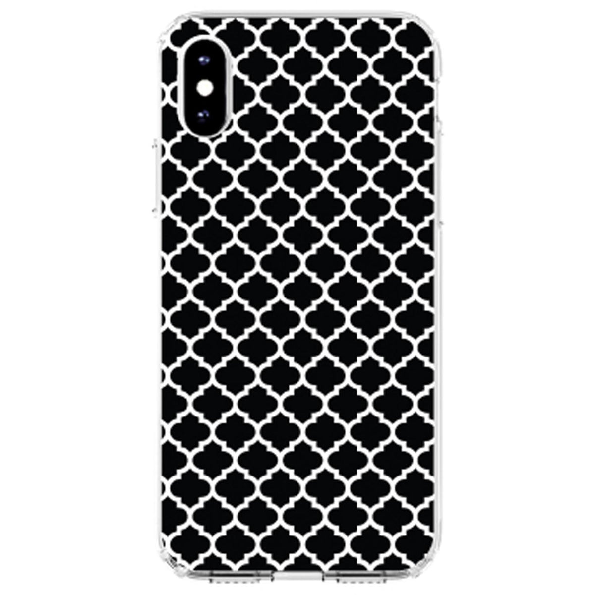 Black White Moroccan Lattice Clear Shockproof iPhone Case, view 3