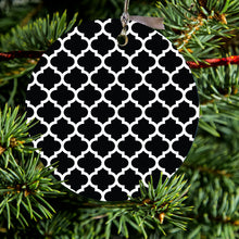 Black White Moroccan Lattice Ceramic Ornament