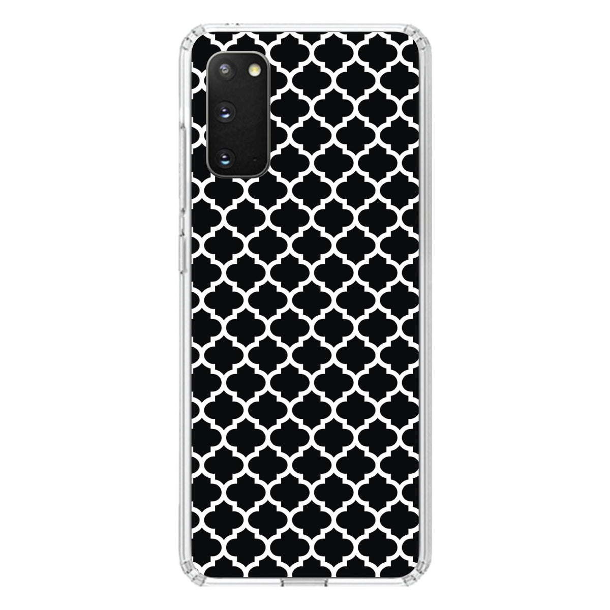 Black White Moroccan Lattice Clear Shockproof iPhone Case, view 13