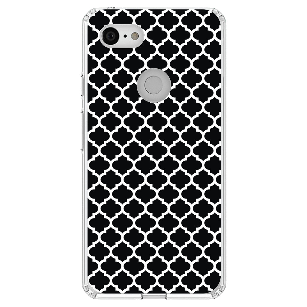 Black White Moroccan Lattice Clear Shockproof iPhone Case, view 22