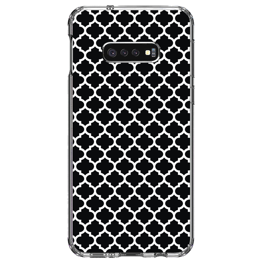 Black White Moroccan Lattice Clear Shockproof iPhone Case, view 18