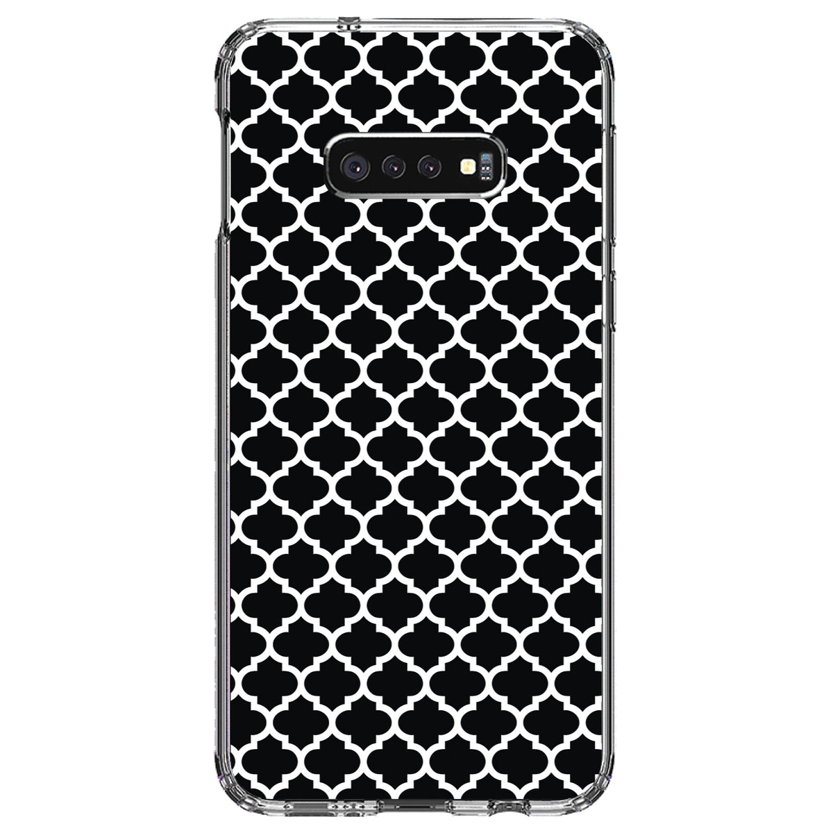 Black White Moroccan Lattice Clear Shockproof iPhone Case, view 18