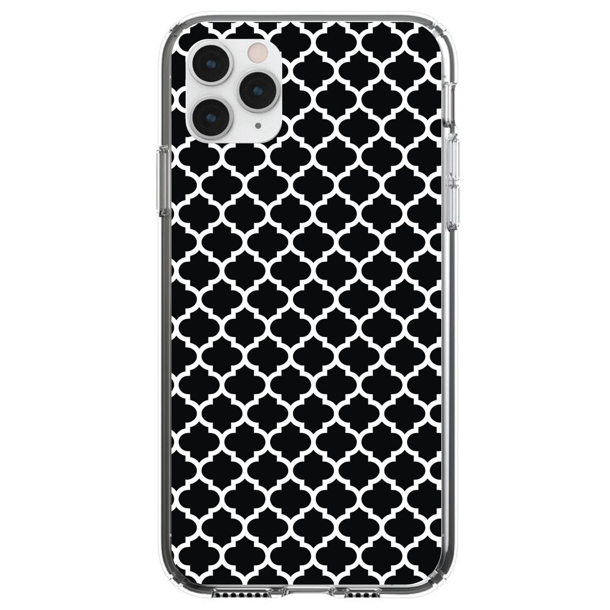 Black White Moroccan Lattice Clear Shockproof iPhone Case