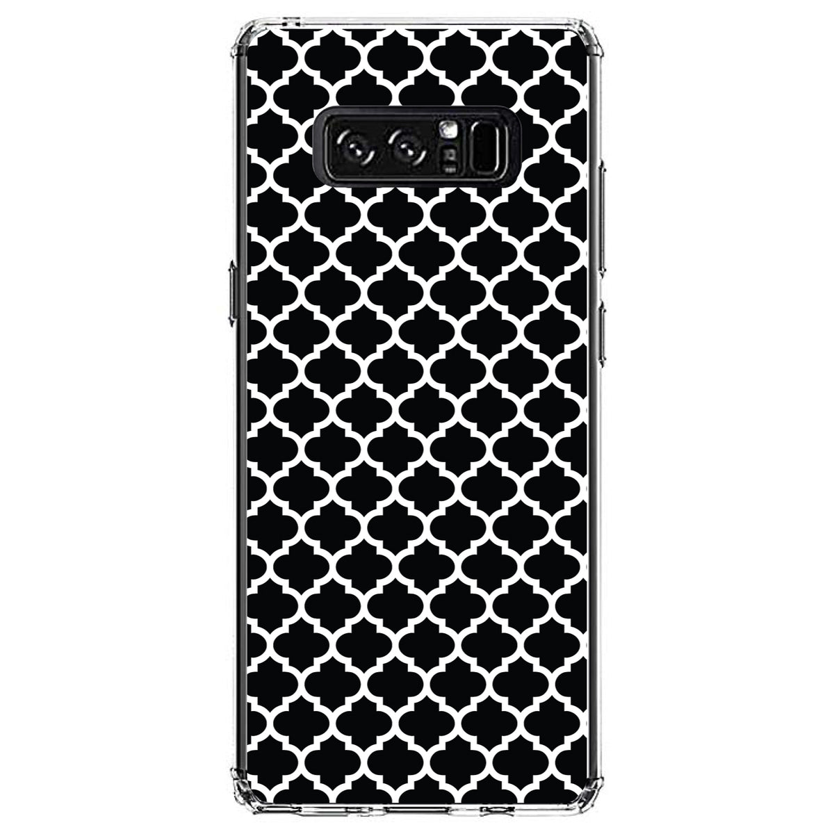 Black White Moroccan Lattice Clear Shockproof iPhone Case, view 12