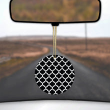 Black White Moroccan Lattice Ceramic Ornament