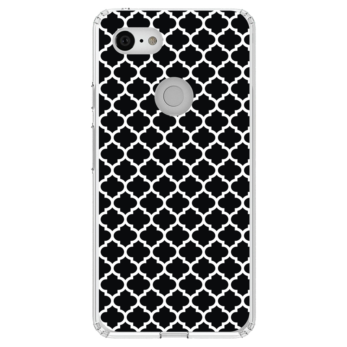Black White Moroccan Lattice Clear Shockproof iPhone Case, view 21