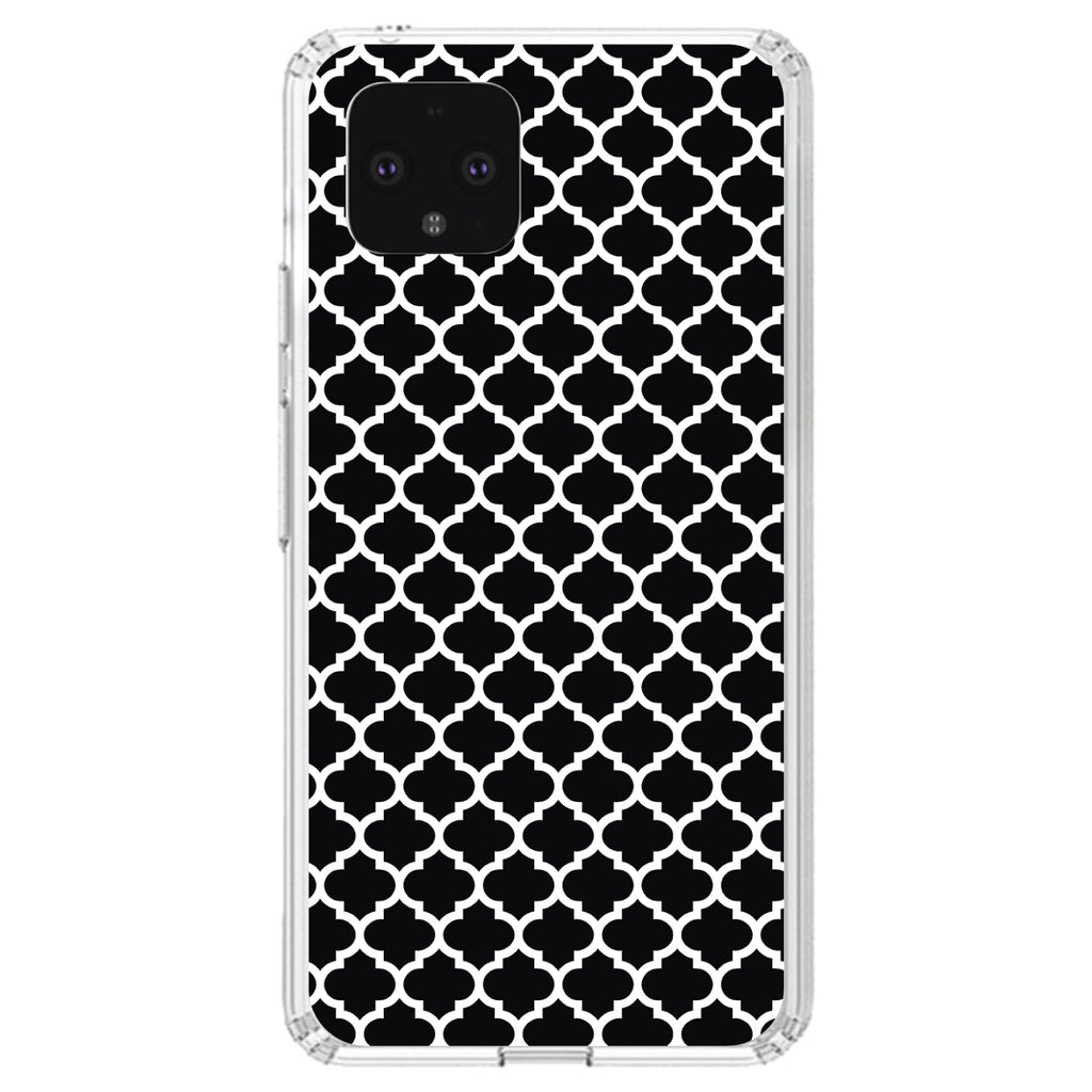 Black White Moroccan Lattice Clear Shockproof iPhone Case, view 24