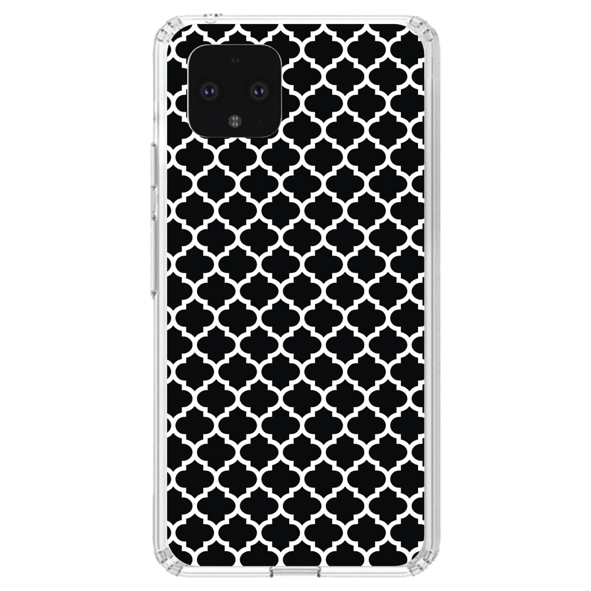 Black White Moroccan Lattice Clear Shockproof iPhone Case, view 24