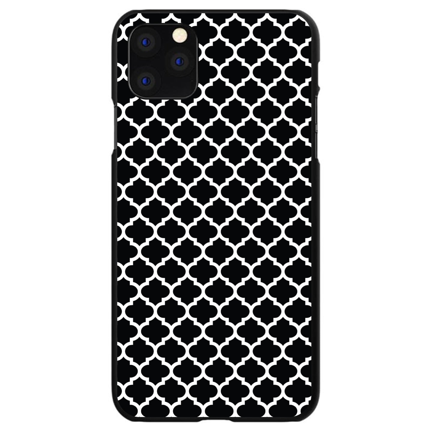 DistinctInk® Hard Plastic Snap-On Case for Apple iPhone or Samsung Galaxy - Black White Moroccan Lattice