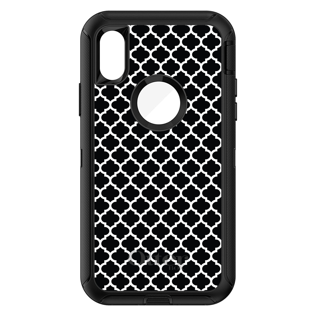 Black White Moroccan Lattice OtterBox Defender Case for iPhone & Galaxy, view 3
