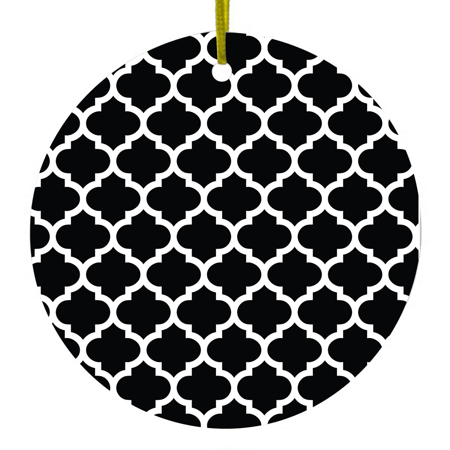 Black White Moroccan Lattice Ceramic Ornament