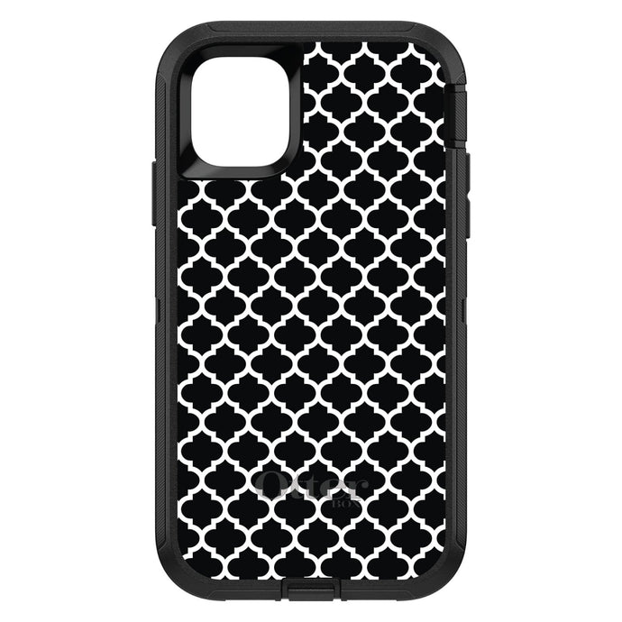DistinctInk™ OtterBox Defender Series Case for Apple iPhone / Samsung Galaxy / Google Pixel - Black White Moroccan Lattice
