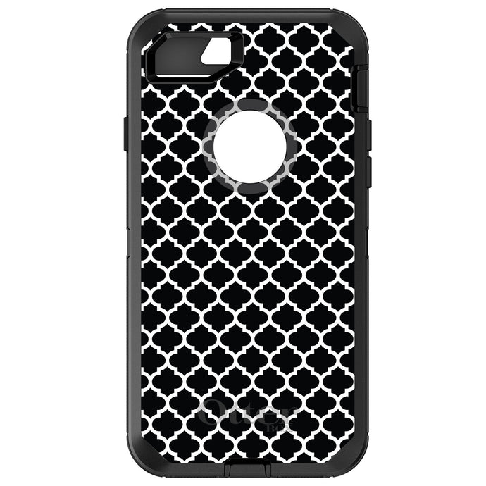 DistinctInk™ OtterBox Defender Series Case for Apple iPhone / Samsung Galaxy / Google Pixel - Black White Moroccan Lattice