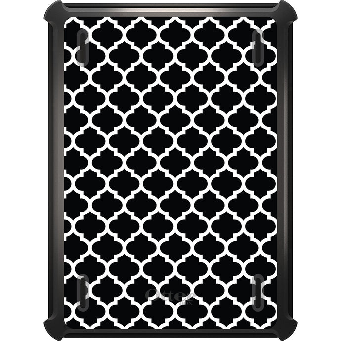 DistinctInk™ OtterBox Defender Series Case for Apple iPad / iPad Pro / iPad Air / iPad Mini - Black White Moroccan Lattice