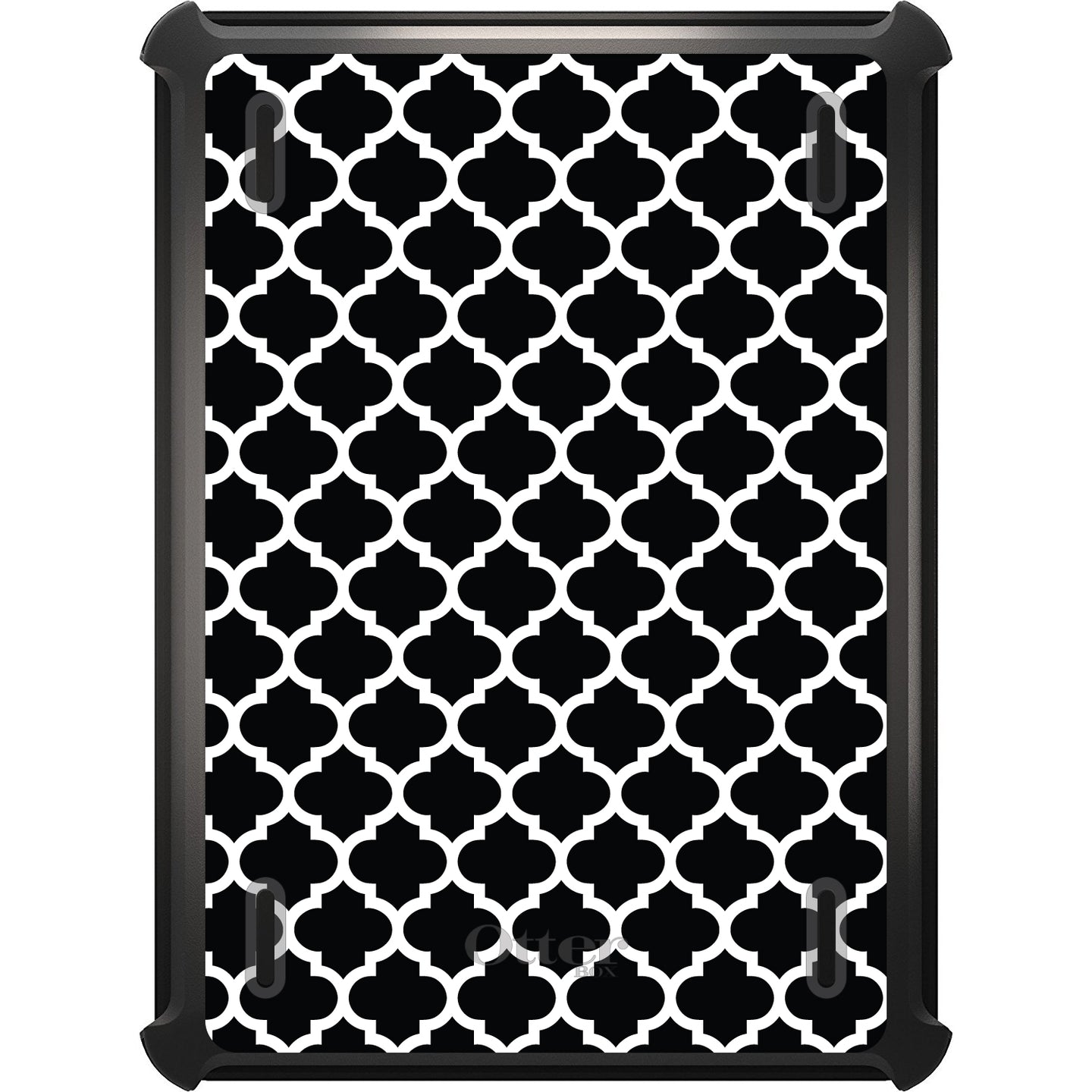 DistinctInk™ OtterBox Defender Series Case for Apple iPad / iPad Pro / iPad Air / iPad Mini - Black White Moroccan Lattice