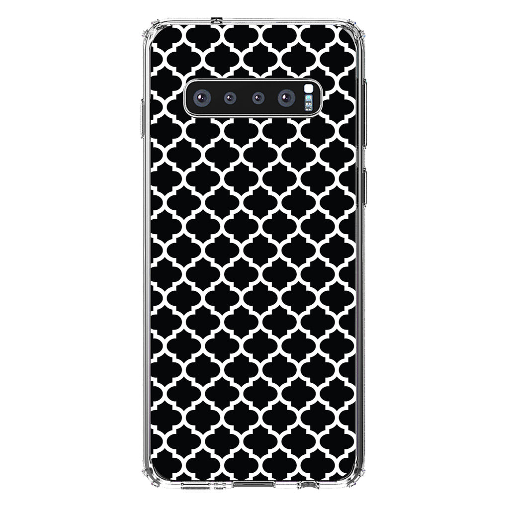 Black White Moroccan Lattice Clear Shockproof iPhone Case, view 17