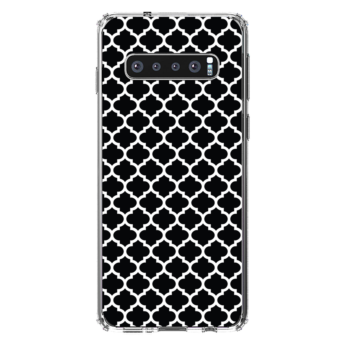Black White Moroccan Lattice Clear Shockproof iPhone Case, view 17