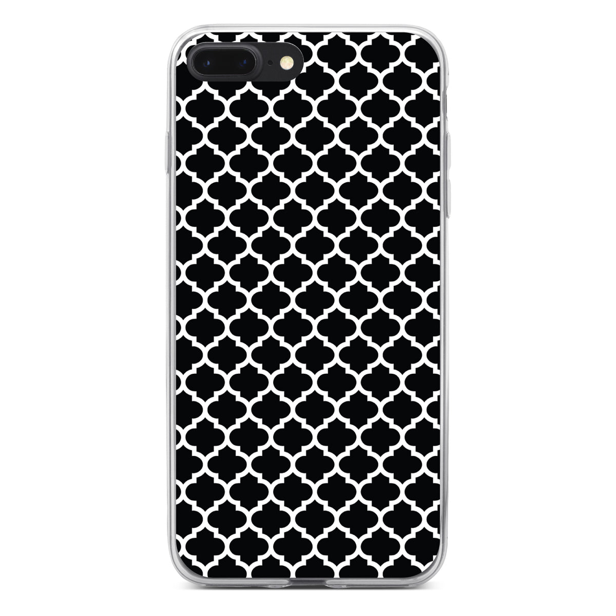 Black White Moroccan Lattice Clear Shockproof iPhone Case, view 6