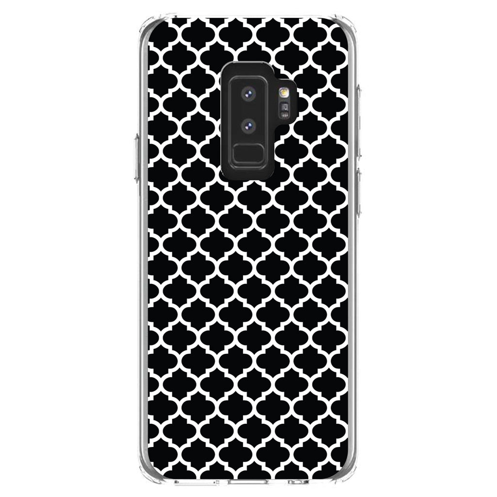 Black White Moroccan Lattice Clear Shockproof iPhone Case, view 20