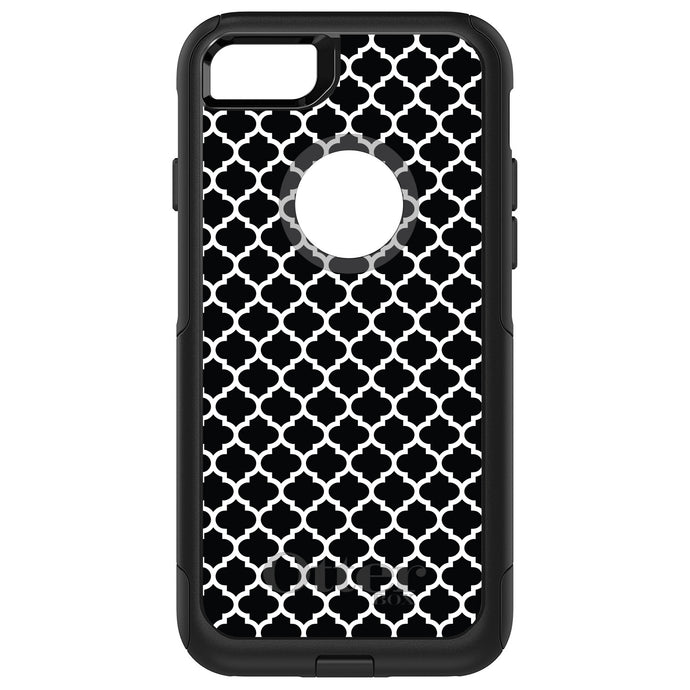DistinctInk OtterBox Commuter Series Case for Apple iPhone or Samsung Galaxy - Black White Moroccan Lattice