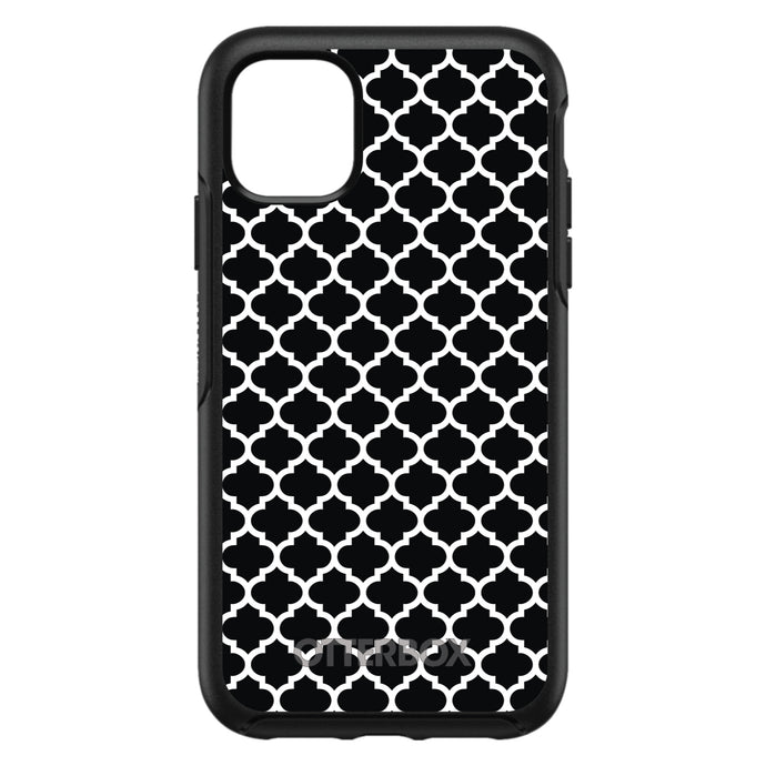 DistinctInk™ OtterBox Symmetry Series Case for Apple iPhone / Samsung Galaxy / Google Pixel - Black White Moroccan Lattice