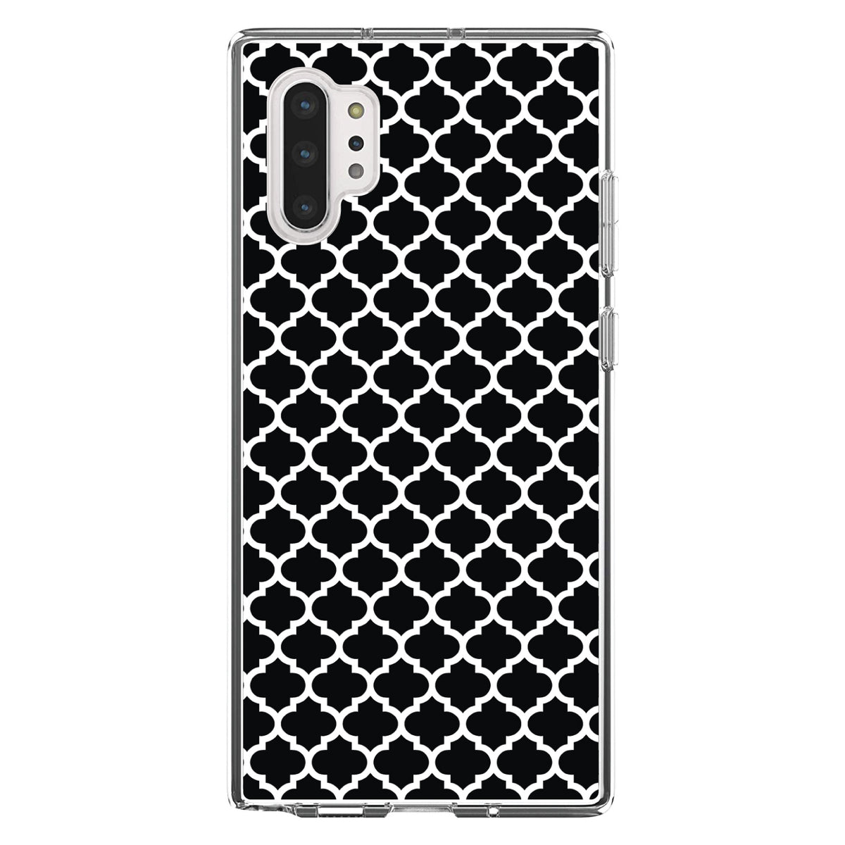 Black White Moroccan Lattice Clear Shockproof iPhone Case, view 10