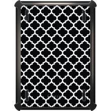 DistinctInk™ OtterBox Defender Series Case for Apple iPad / iPad Pro / iPad Air / iPad Mini - Black White Moroccan Lattice