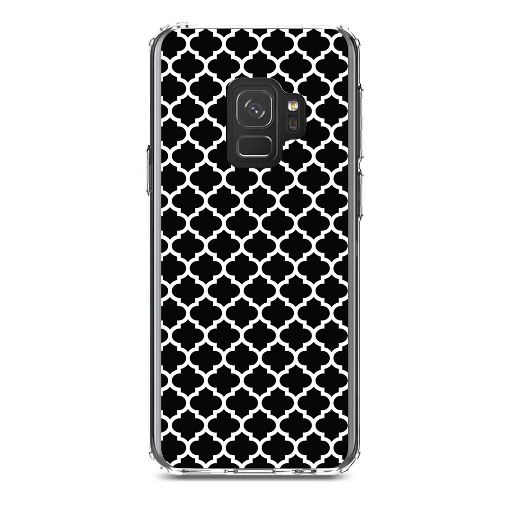 Black White Moroccan Lattice Clear Shockproof iPhone Case, view 19
