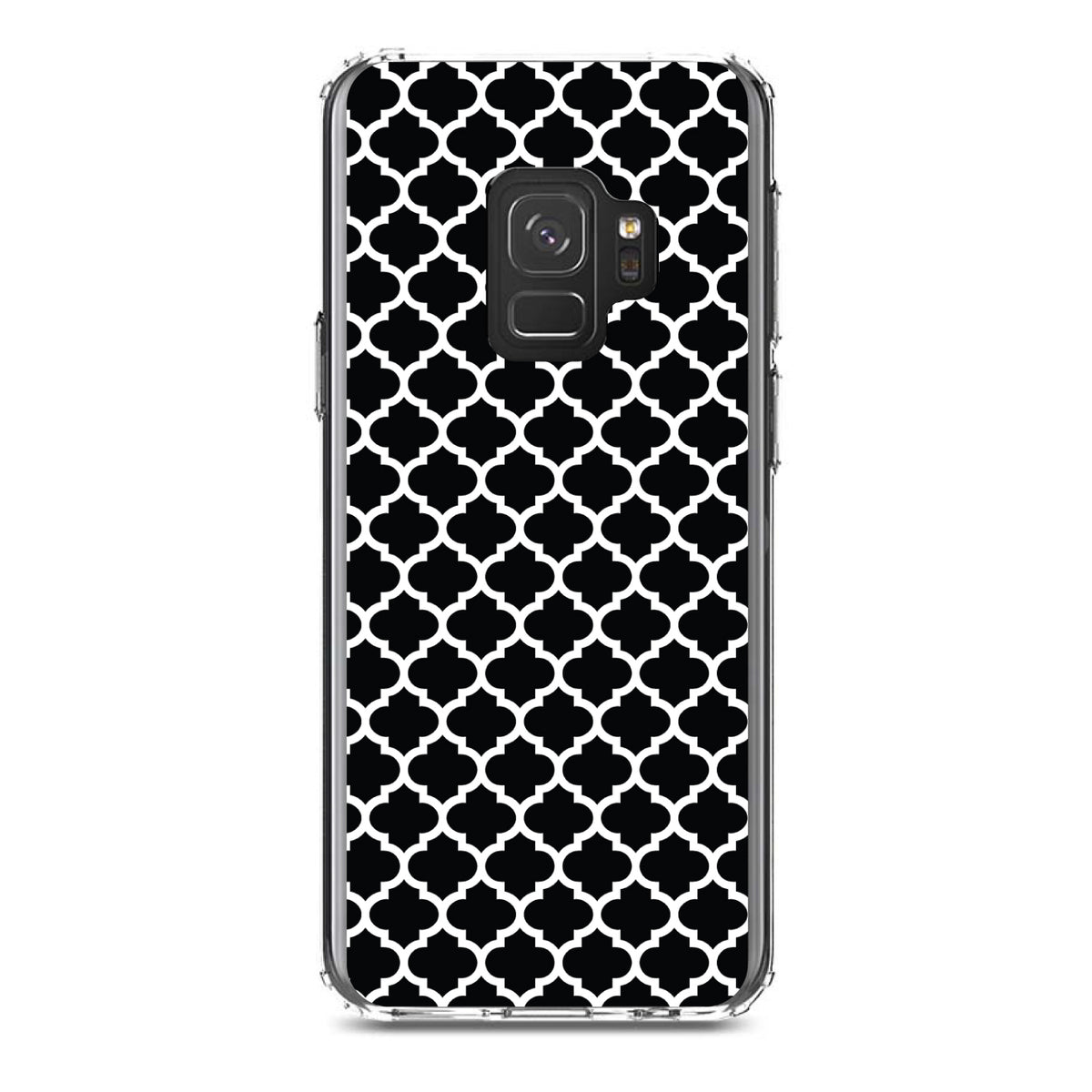 Black White Moroccan Lattice Clear Shockproof iPhone Case, view 19