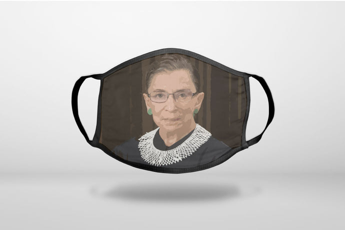 Ruth Bader Ginsburg Cartoon - RIP RBG - 3-Ply Reusable Soft Face Mask Covering, Unisex, Cotton Inner Layer