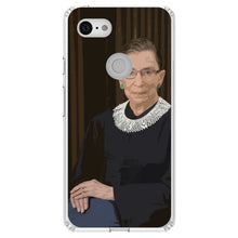 DistinctInk® Clear Shockproof Hybrid Case for Apple iPhone / Samsung Galaxy / Google Pixel -Ruth Bader Ginsburg Cartoon - RIP RBG