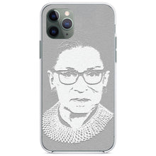 DistinctInk® Clear Shockproof Hybrid Case for Apple iPhone / Samsung Galaxy / Google Pixel - Ruth Bader Ginsburg Cartoon Black & White - RIP RBG