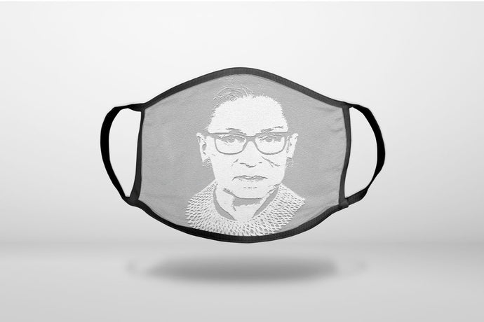 Ruth Bader Ginsburg Cartoon Black & White - RIP RBG. - 3-Ply Reusable Soft Face Mask Covering, Unisex, Cotton Inner Layer