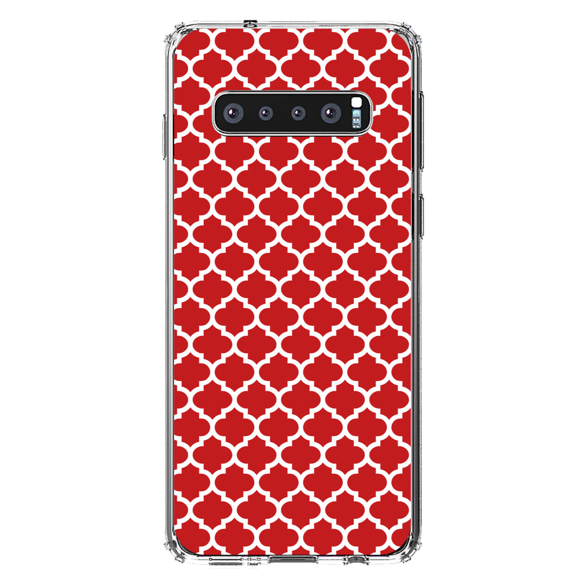 Red White Moroccan Lattice Clear Shockproof iPhone Case, view 16