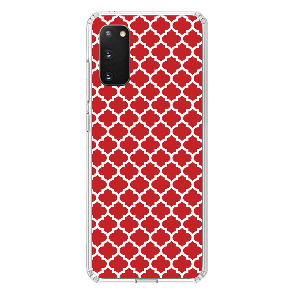 Red White Moroccan Lattice Clear Shockproof iPhone Case, view 15