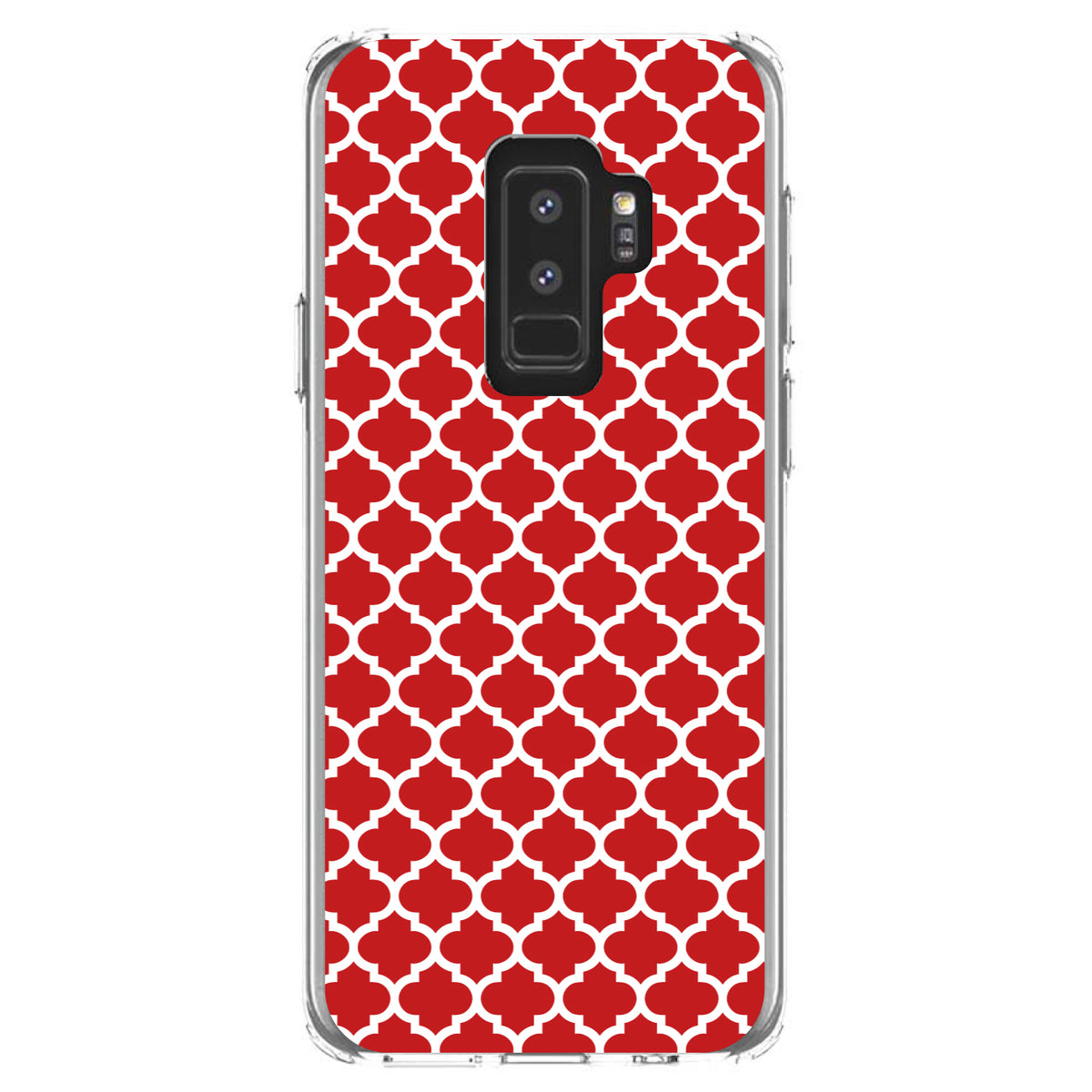 Red White Moroccan Lattice Clear Shockproof iPhone Case, view 20
