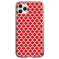 Red White Moroccan Lattice Clear Shockproof iPhone Case